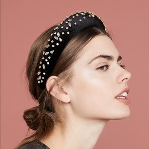 Lele Sadoughi Jet Velvet Crystal Headband